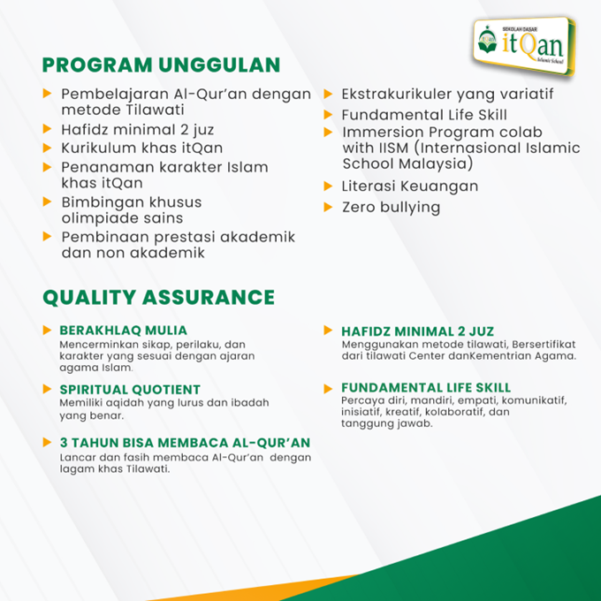 Brosur SD Sekolah Itqan